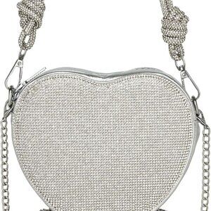 Crossbody Heart Purse Evening Clutch Small Shoulder Purse Rhinestone